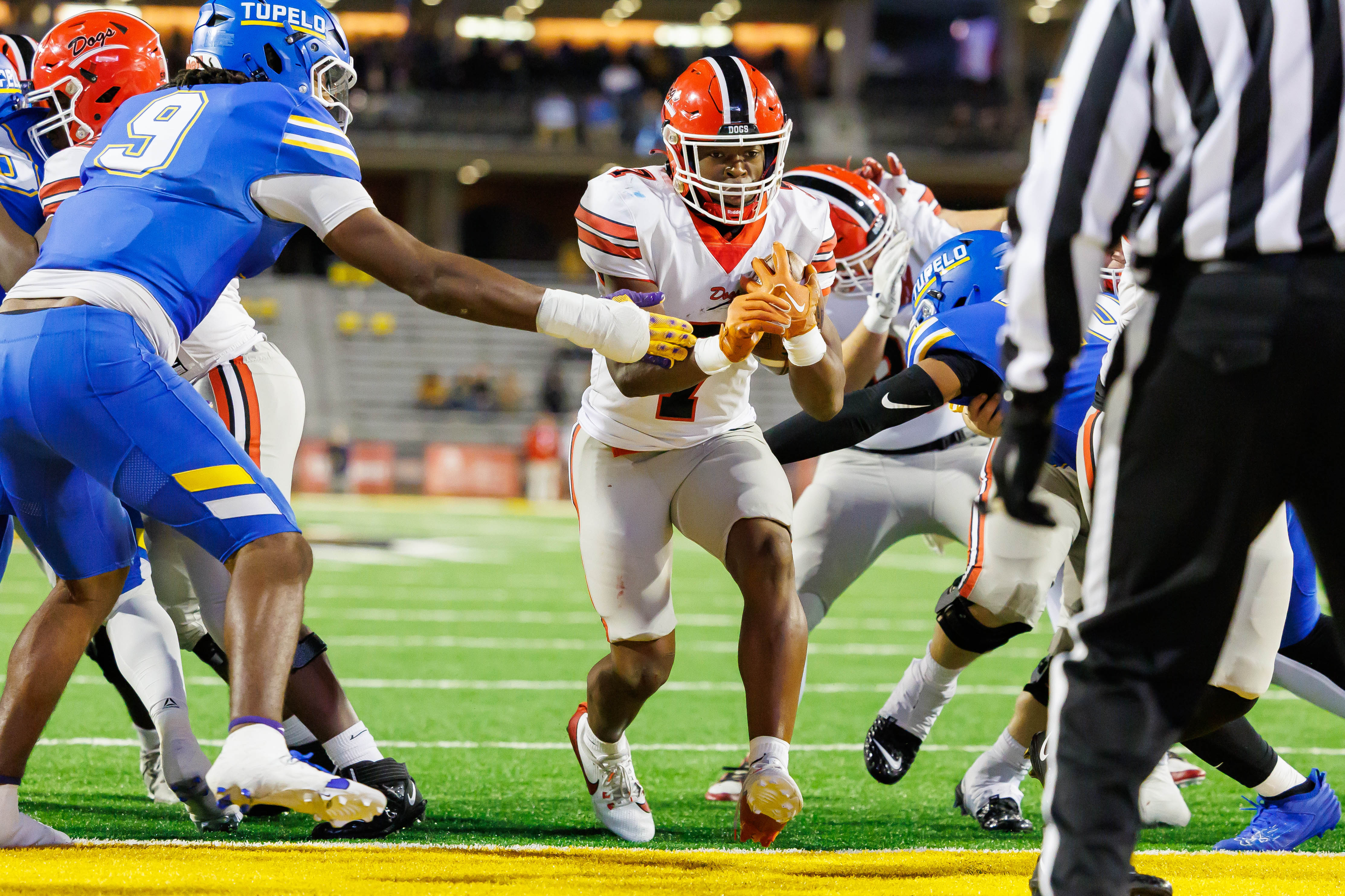 Brandon's Tyson Robinson scores on a 2-yard run.