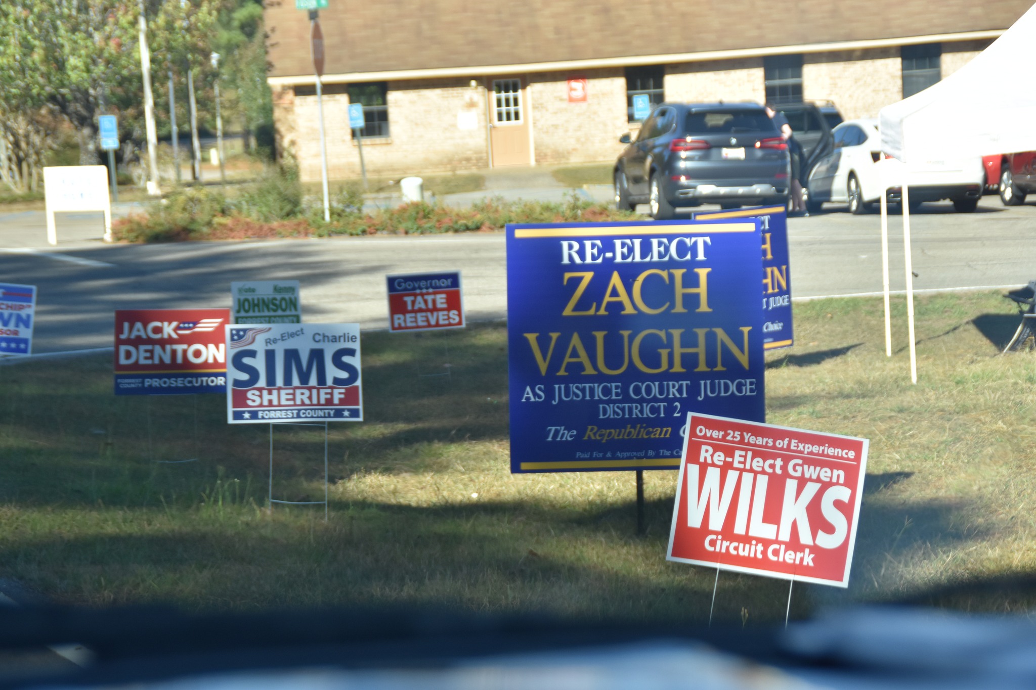 Candidates campaign tents outside of Leeville Community center on Election Day 