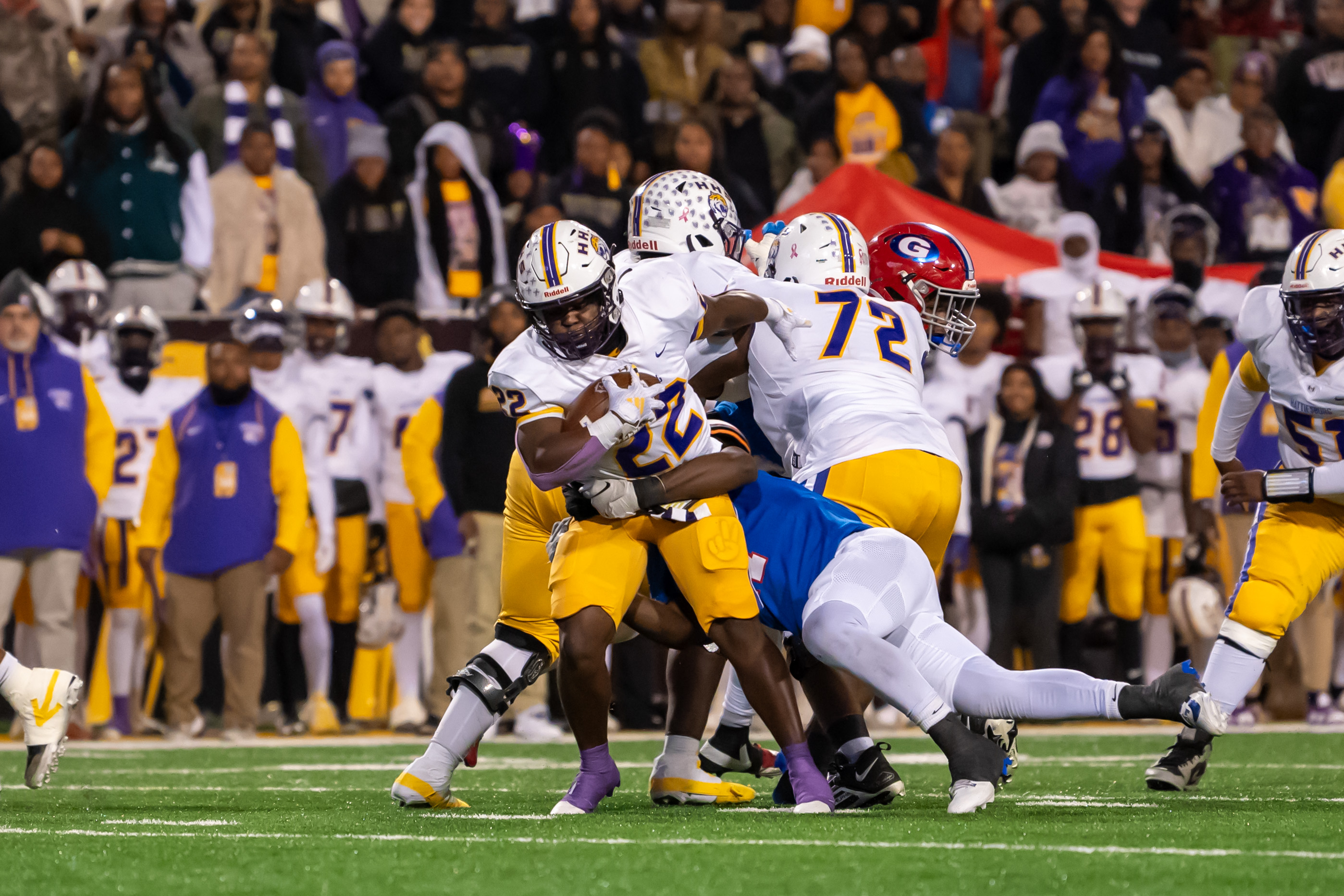Running back Haedyn Leverette rips a 21-yard run.