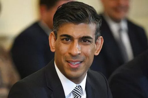 Britain's Chancellor of the Exchequer Rishi Sunak attends a cabinet meeting at 10 Downing Street, London, May 24, 2022. Britain’s Conservative Party will choose two finalists on Wednesday, July 20, 2022, in the contest to replace Boris Johnson, as the divisive, unrepentant leader makes his final appearance in Parliament as prime minister. (Daniel Leal/Pool via AP, File)