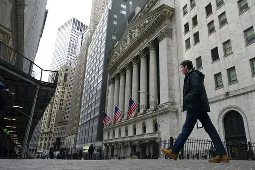 The New York Stock Exchange is seen in New York, Thursday, Feb. 24, 2022.  Stocks have been shaky this year, with the S&P 500 at one point dropping more than 10% from its record, mostly because of inflation worries.  (AP Photo/Seth Wenig)