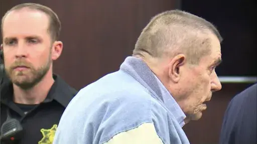 Andrew Lester appears in court to answer charges of first-degree assault and armed criminal action, April 19, 2023, in Liberty, Mo. (KMBC via AP, Pool, File)