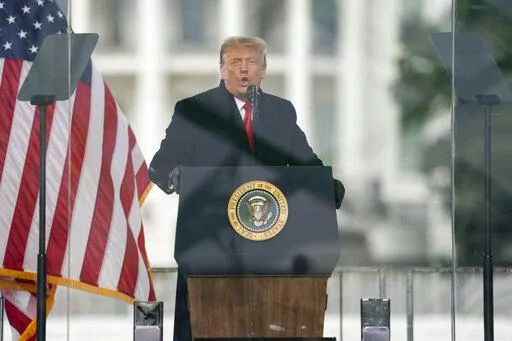 President Donald Trump speaks during a rally protesting the electoral college certification of Joe Biden as President in Washington, Jan. 6, 2021. On the day of the Capitol riot that shook American democracy, there are no official White House phone notations from about 11 a.m. to about 7 p.m. While that leaves holes in the record, a lot of publicly available information has surfaced about what Trump did do and say. (AP Photo/Evan Vucci, File)