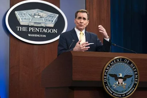 Pentagon spokesman John Kirby speaks during a briefing at the Pentagon in Washington, Thursday, March 31, 2022. (AP Photo/Manuel Balce Ceneta)