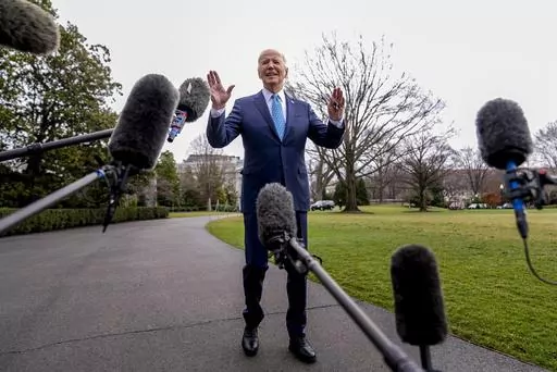 President Joe Biden speaks to members of the media before boarding Marine One on the South Lawn of the White House in Washington, Tuesday, Jan. 30, 2024. Occupants of the White House have grumbled over news coverage practically since the place was built. Now it's Biden's turn: With a re-election campaign underway, there are signs that those behind the president are starting to more aggressively and publicly challenge how he is portrayed. (AP Photo/Andrew Harnik, File)