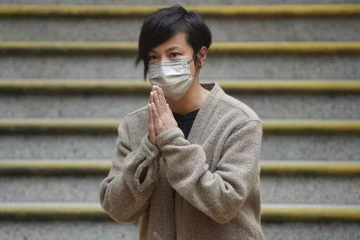 Hong Kong activist and music star Denise Ho is released from Western Police Station after more than twenty-four hours in custody Thursday, Dec. 30. 2021. Hong Kong police arrested her Wednesday in relation to colonial-era charges of sedition, because she was connected to Stand News, which closed Wednesday after police raided its office and arrested its senior staff. (AP Photo/Vincent Yu)