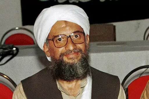 In this 1998 file photo made available on March 19, 2004, Ayman al-Zawahri poses for a photograph in Khost, Afghanistan. Al-Zawahri, the top al-Qaida leader, was killed by the U.S. over the weekend in Afghanistan. President Joe Biden is scheduled to speak about the operation on Monday night, Aug. 1, 2022, from the White House in Washington. (AP Photo/Mazhar Ali Khan, File)