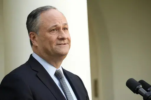Second gentleman Doug Emhoff speaks during a Jewish American Heritage Month event, May 20, 2024, at the White House in Washington. The nation's first second gentleman, Emhoff could become its first first gentlemen after November. Emhoff is used to traveling the country championing his wife, Vice President Kamala Harris and the Biden administration's accomplishments in his current job. But now that Harris is the presumptive Democratic nominee, those efforts have been thrust into the political spo