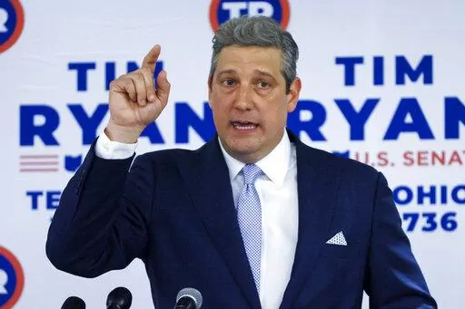 Rep. Tim Ryan, D-Ohio, running for an open U.S. Senate seat in Ohio, speaks, May 3, 2022, in Columbus, Ohio. Democrats running for office this year in Republican-leaning areas or swing states are grappling with how much they should talk about the Jan. 6 insurrection, if at all. (AP Photo/Jay LaPrete, File)