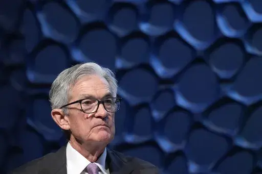 Federal Reserve Chair Jerome Powell listens to a question from a moderator during a Dallas Regional Chamber event in Music Hall at Fair Park Nov. 14, 2024, in Dallas. (AP Photo/LM Otero, File)