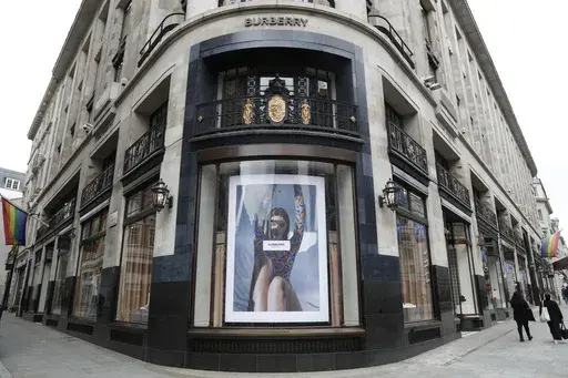A view of the Burberry store on Regents Street, in London, Thursday, July 16, 2020. British luxury fashion house Burberry said Monday, July 15, 2024, it has appointed Joshua Schulman, formerly head of Michael Kors and Coach, as its new chief executive officer as the company warned it expected to record an operating loss in the first half of the year amid slumping retail sales. (AP Photo/Alastair Grant, file)