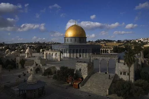 A view of the Dome of the Rock shrine at the Al Aqsa Mosque compound in Jerusalem's Old City Tuesday, June 21, 2022. When Israel struck an agreement to establish diplomatic ties with the United Arab Emirates in 2020, but two years after an expected windfall of Gulf Arab tourists to Israel has been little more than a trickle. (AP Photo/Mahmoud Illean, File)