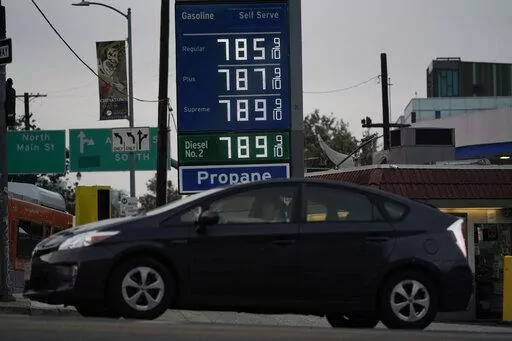 High gas prices are shown in Los Angeles, June 16, 2022. A new poll from The Associated Press-NORC Center for Public Affairs Research shows an upheaval in priorities just months before critical midterm elections. (AP Photo/Jae C. Hong, File)