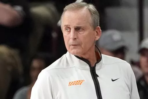 Tennessee head coach Rick Barnes watches his players during the first half of an NCAA college basketball game against Mississippi State in Starkville, Miss., Tuesday, Jan. 17, 2023. Tennessee has extended coach Rick Barnes' contract through the 2027-28 season, which should help ensure he finishes his career with the Volunteers. (AP Photo/Rogelio V. Solis, File)