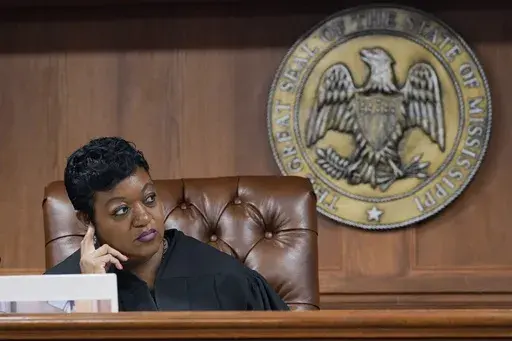 Hinds County Chancery Judge Crystal Wise Martin listens to arguments during a hearing in Jackson, Miss., Aug. 23, 2022. (AP Photo/Rogelio V. Solis, File)