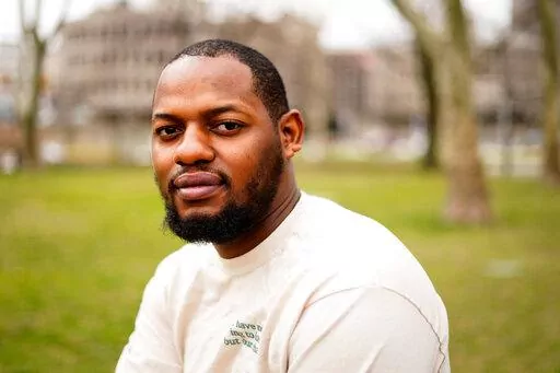 David Harrington poses for a photograph in Philadelphia, on Wednesday, March 23, 2022. Harrington spent a tense eight months in a Philadelphia jail when he was a teenager — the result of a robbery charge in 2014 that automatically sent his case to the adult court system under state law.
(AP Photo/Matt Rourke)