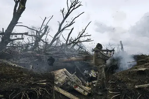 A Ukrainian soldier fires an RPG toward Russian positions at the frontline near Avdiivka, an eastern city where fierce battles against Russian forces have been taking place, in the Donetsk region, Ukraine, on April 28, 2023. Two years after Russia’s full-scale invasion captured nearly a quarter of the country, the stakes could not be higher for Kyiv. After a string of victories in the first year of the war, fortunes have turned for the Ukrainian military, which is dug in, outgunned and outnumb