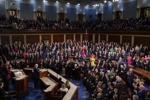 President Joe Biden delivers his State of the Union speech to a joint session of Congress, at the Capitol in Washington, Feb. 7, 2023. The State of the Union speech is one of the biggest pieces of political theater every year. But in modern times, it's a televised extravaganza where every detail is carefully scrutinized. This is Biden's third State of the Union and it will feature the third House speaker to hold the job since he was elected. (AP Photo/J. Scott Applewhite, File)
