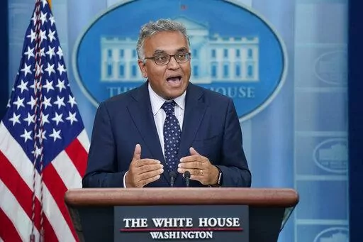 White House Covid Response Coordinator Ashish Jha speaks about President Joe Biden's positive COVID-19 test during a briefing at the White House, Thursday, July 21, 2022, in Washington. (AP Photo/Evan Vucci, File)