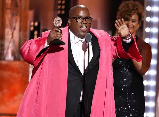 Michael R. Jackson accepts the award for best book of a musical for "A Strange Loop" at the 75th annual Tony Awards on Sunday, June 12, 2022, at Radio City Music Hall in New York. (Photo by Charles Sykes/Invision/AP)