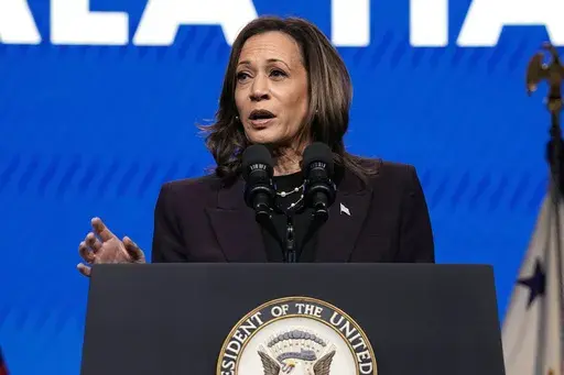Vice President Kamala Harris speaks during the American Federation of Teachers' 88th national convention, July 25, 2024, in Houston. Immediately after President Joe Biden left the race a week ago, Harris began to craft her own narrative around the economy. Not once in speeches did she mention the word "inflation," the overwhelming economic challenge that has dogged Biden's administration. Republicans have quickly moved to blame Harris for the inflation that less than a week ago they pinned on Bi